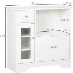 Aparador Melón Homcom 1 cajón + 2 armarios + compartimento blanco 82x80x30 cm
