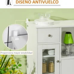 Aparador Melón Homcom 1 cajón + 2 armarios + compartimento blanco 82x80x30 cm