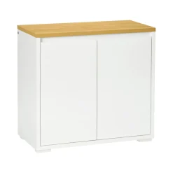 Aparador Miary Homcom 2 puertas + 1 estante ajustable blanco 75x80x37 cm