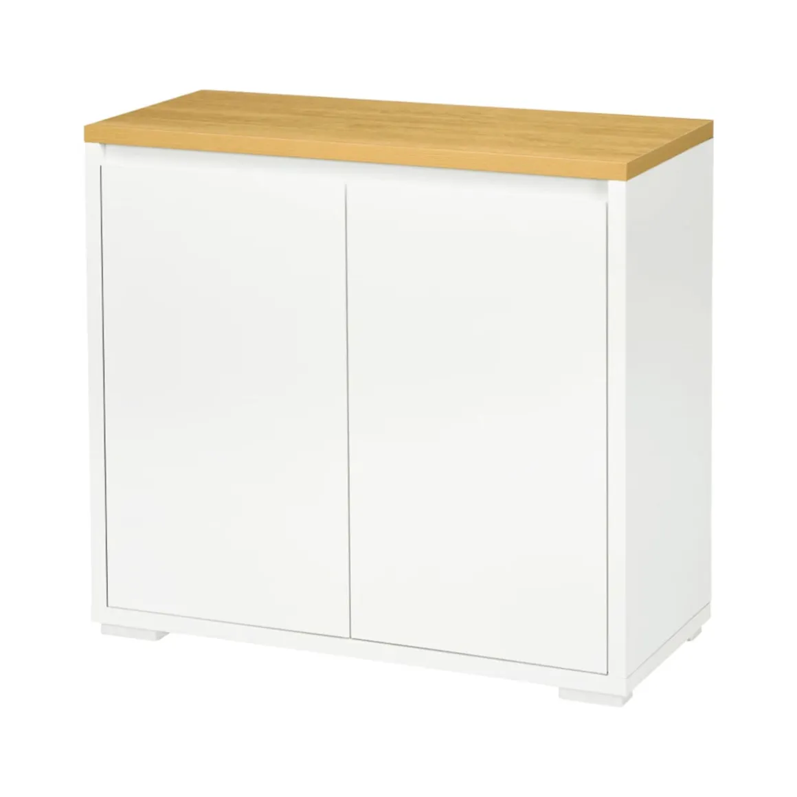 Aparador Miary Homcom 2 puertas + 1 estante ajustable blanco 75x80x37 cm