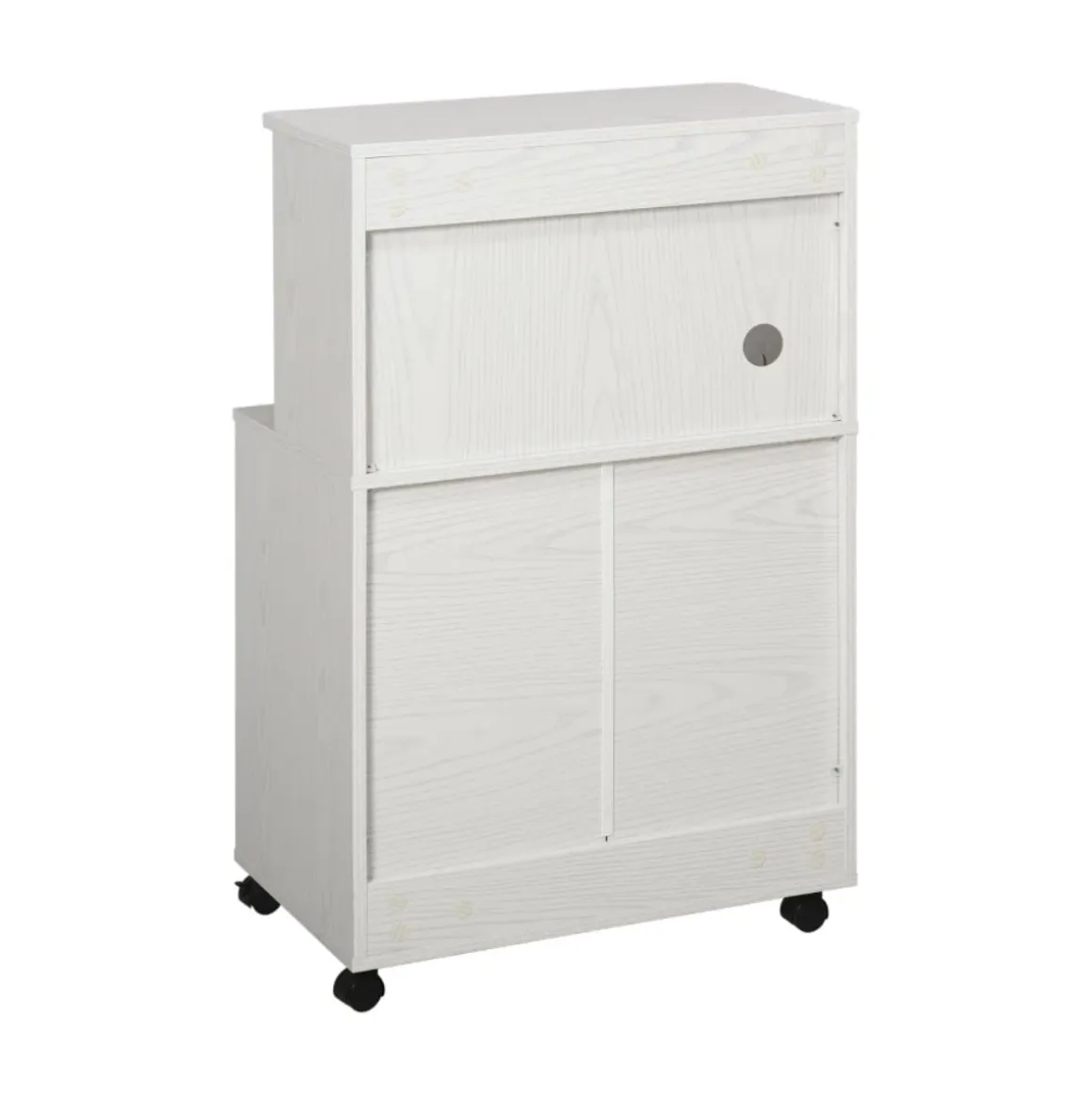Aparador Miel Homcom 1 armario con ruedas blanco 97x60,4x40,3 cm