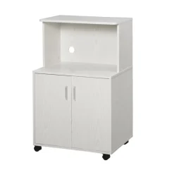 Aparador Miel Homcom 1 armario con ruedas blanco 97x60,4x40,3 cm