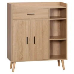 Aparador Montana Homcom diseño rústico natural 96,5x80x30 cm
