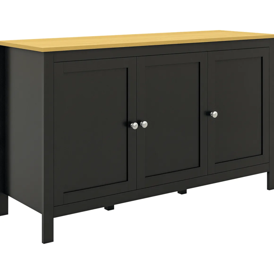 Aparador Montreau Homcom 3 puertas con estantes ajustables negro/natural 70x120x40 cm
