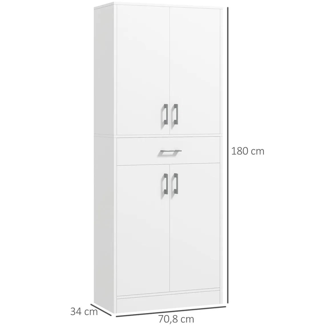 Aparador Mouse Homcom 4 puertas + 1 cajón blanco 180x70,8x34 cm