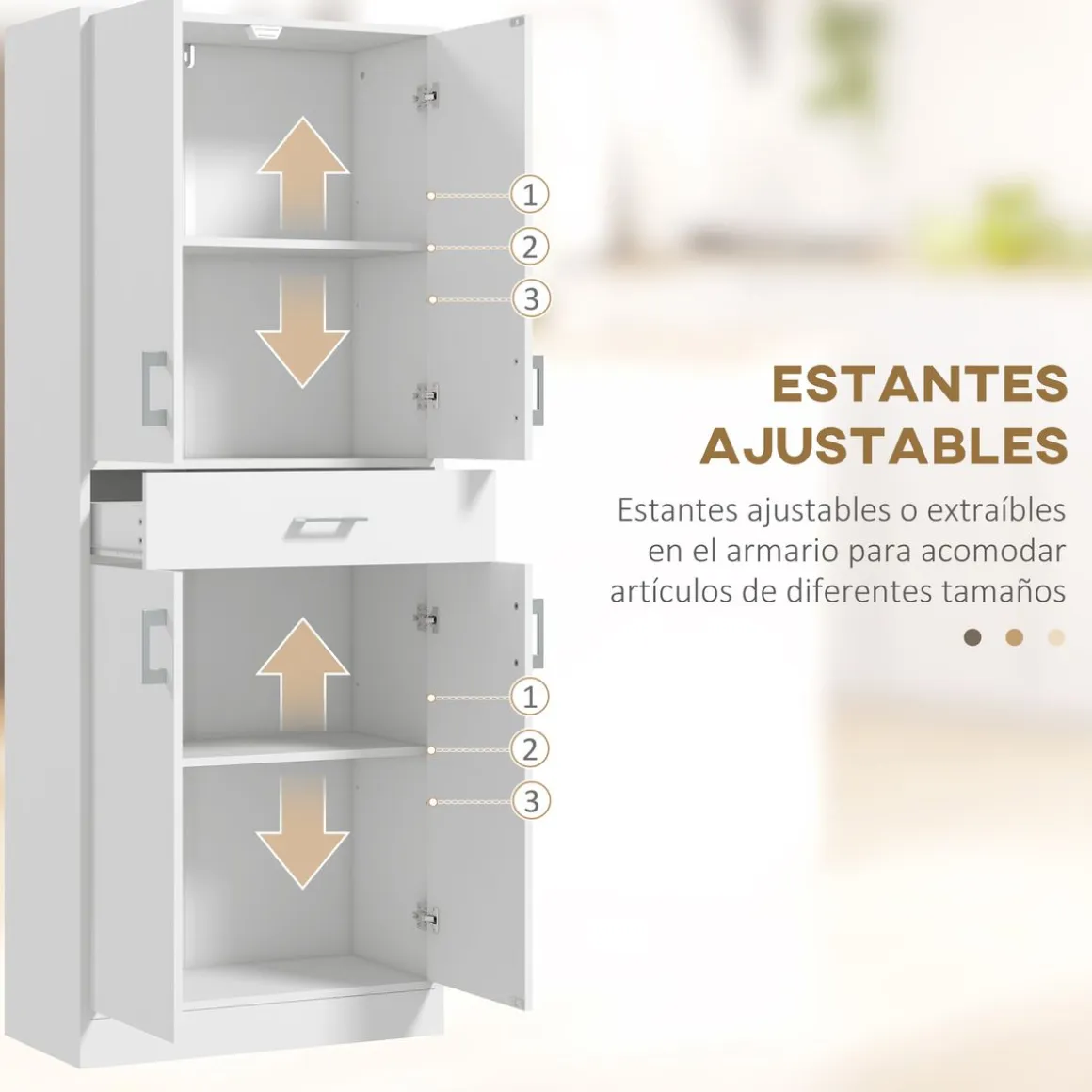 Aparador Mouse Homcom 4 puertas + 1 cajón blanco 180x70,8x34 cm