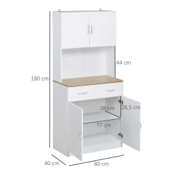 Aparador Mykonos Homcom 2 armarios + cajón blanco 180x80x40 cm