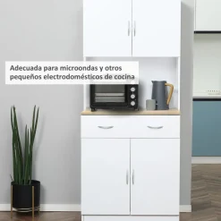 Aparador Mykonos Homcom 2 armarios + cajón blanco 180x80x40 cm