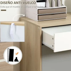 Aparador Nature Homcom 2 armarios + 2 cajones multicolor 79,5x100x40 cm