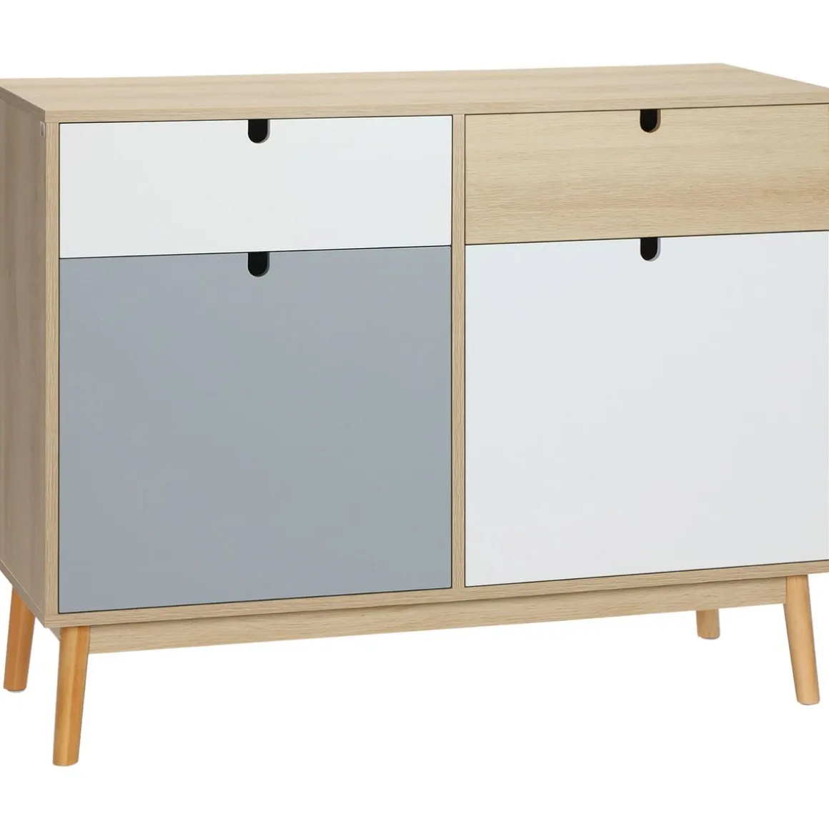 Aparador Nature Homcom 2 armarios + 2 cajones multicolor 79,5x100x40 cm