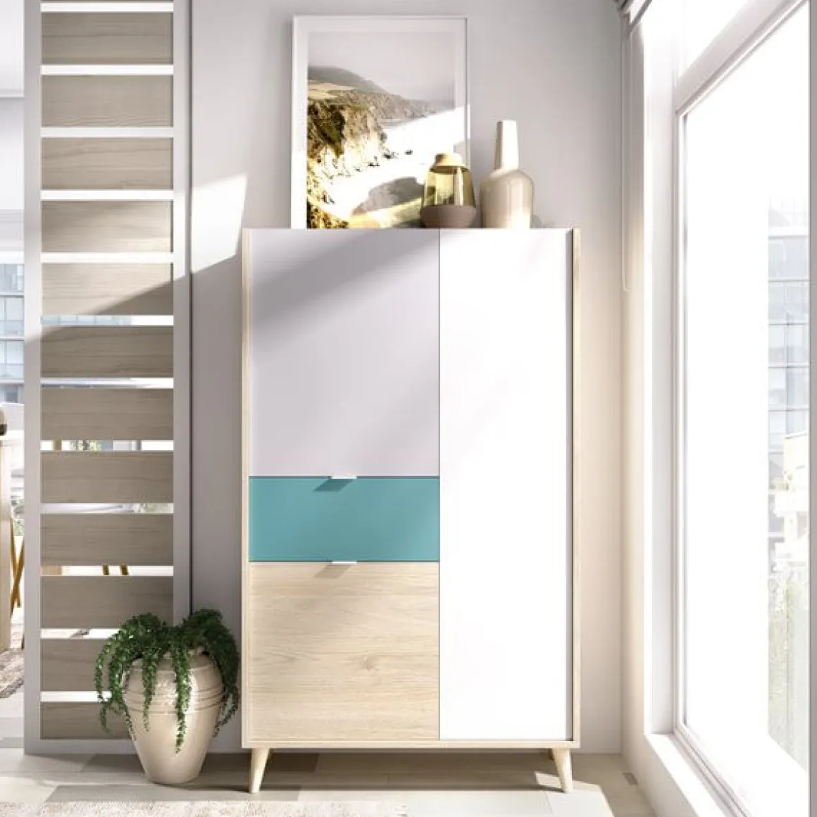 Aparador Nova 3 puertas y cajón multicolor 137x80x43 cm