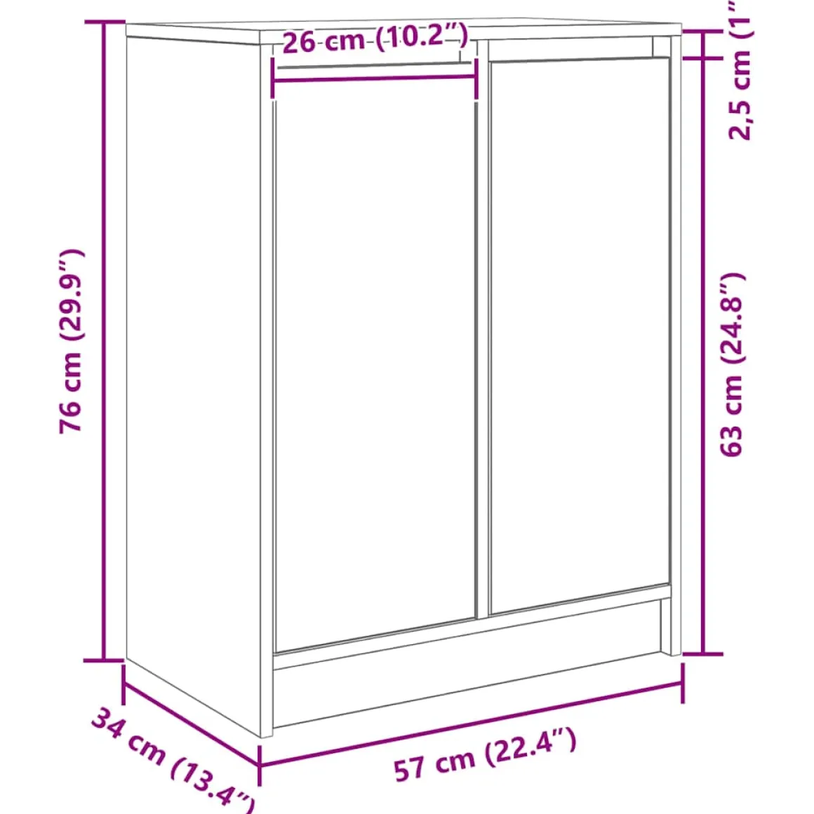 Aparador Nube 2 puertas blanco 76x57x34 cm