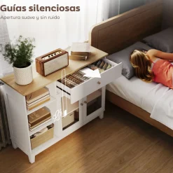 Aparador Nuvem Homcom 2 puertas con cajón y 2 estantes blanco 80,3x100x35 cm