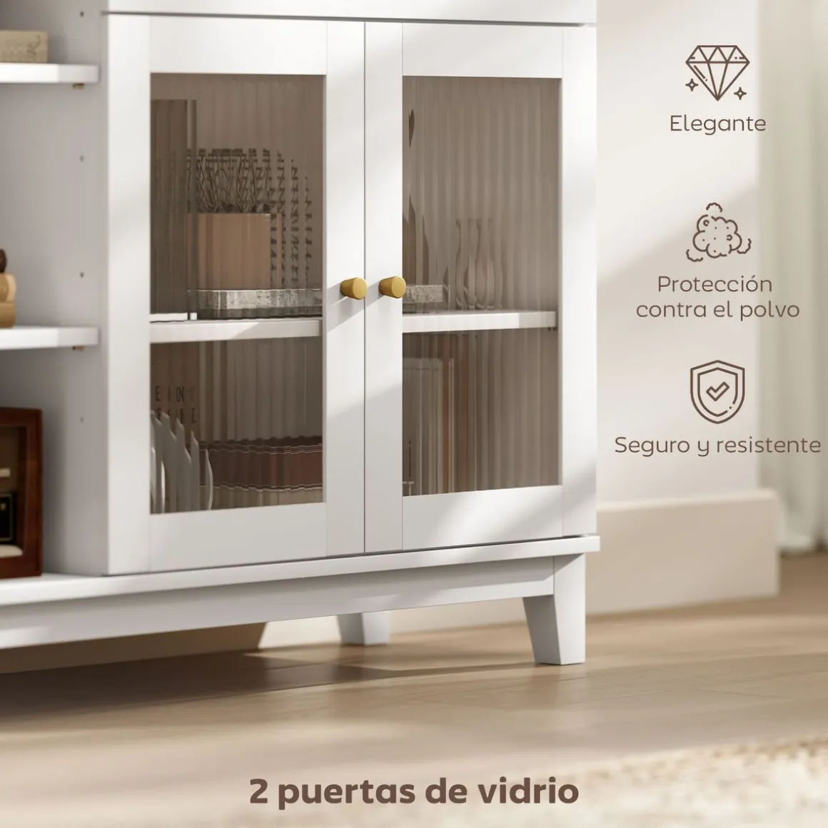 Aparador Nuvem Homcom 2 puertas con cajón y 2 estantes blanco 80,3x100x35 cm
