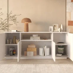 Aparador Oas 4 puertas y compartimento blanco 75x180x44,5 cm