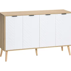 Aparador Pertegaz Homcom 4 puertas blanco/natural 77,4x120x35 cm