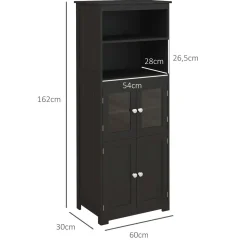Aparador Pirita Homcom 2 armarios + compartimentos negro 162x60x30 cm