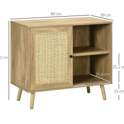 Aparador Priscila Homcom 2 compartimentos + armario natural 70x80x39 cm