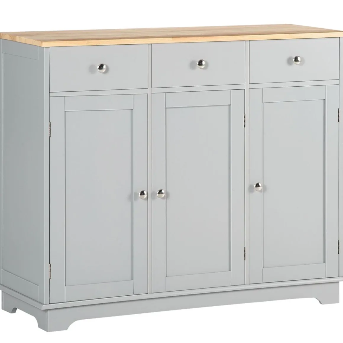 Aparador Refugio Homcom 3 puertas con 3 cajones gris 85x101x40 cm