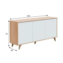 Aparador Relax Plus 3 puertas tipo push roble canadian/blanco artik 75x154x40 cm