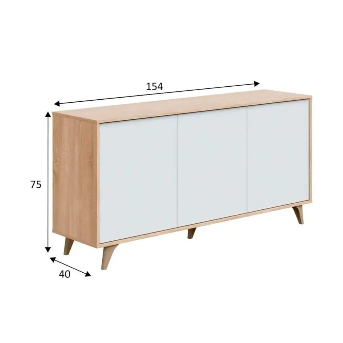 Aparador Relax Plus 3 puertas tipo push roble canadian/blanco artik 75x154x40 cm