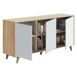 Aparador Relax Plus 3 puertas tipo push roble canadian/blanco artik 75x154x40 cm