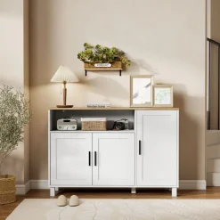 Aparador Rema Homcom 3 puertas con compartimento blanco 75x110x33 cm