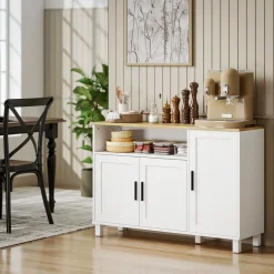 Aparador Rema Homcom 3 puertas con compartimento blanco 75x110x33 cm