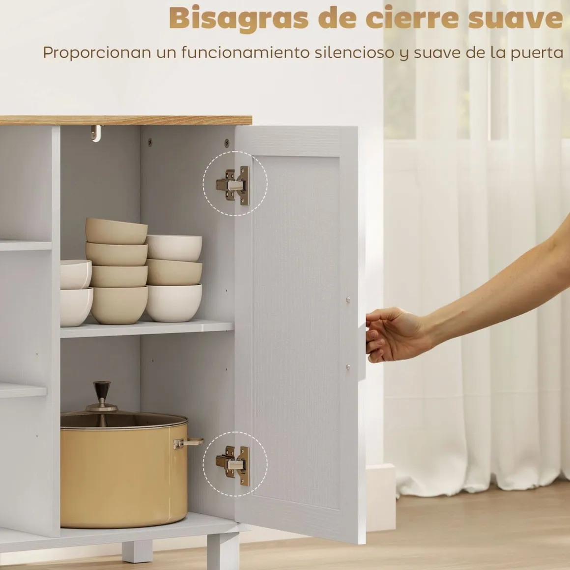 Aparador Rema Homcom 3 puertas con compartimento blanco 75x110x33 cm