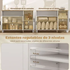Aparador Rema Homcom 3 puertas con compartimento blanco 75x110x33 cm