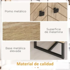 Aparador Ricote Homcom 2 puertas natural 80x80x29,5 cm