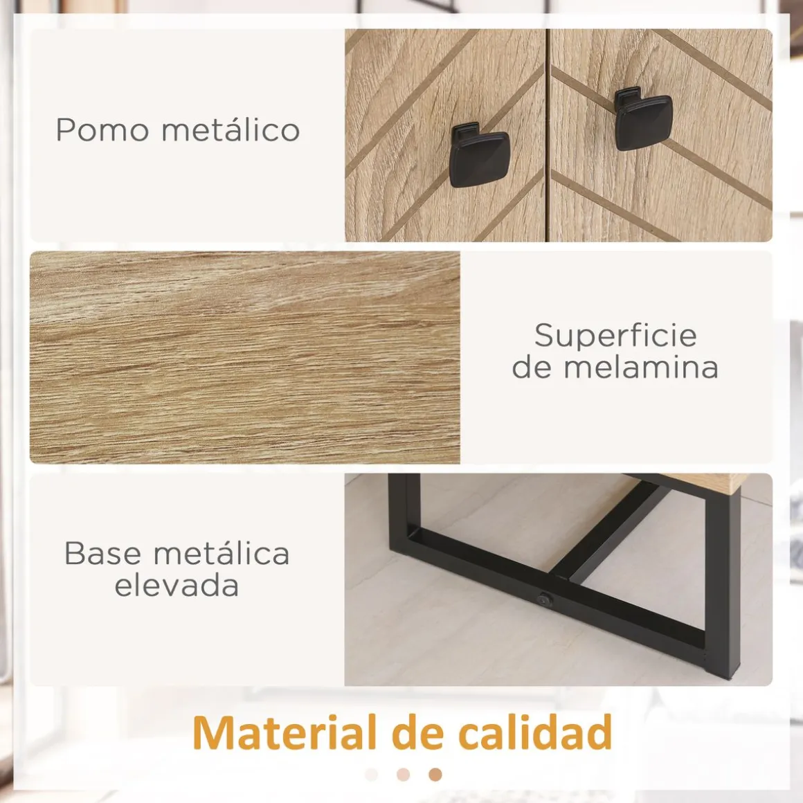Aparador Ricote Homcom 2 puertas natural 80x80x29,5 cm