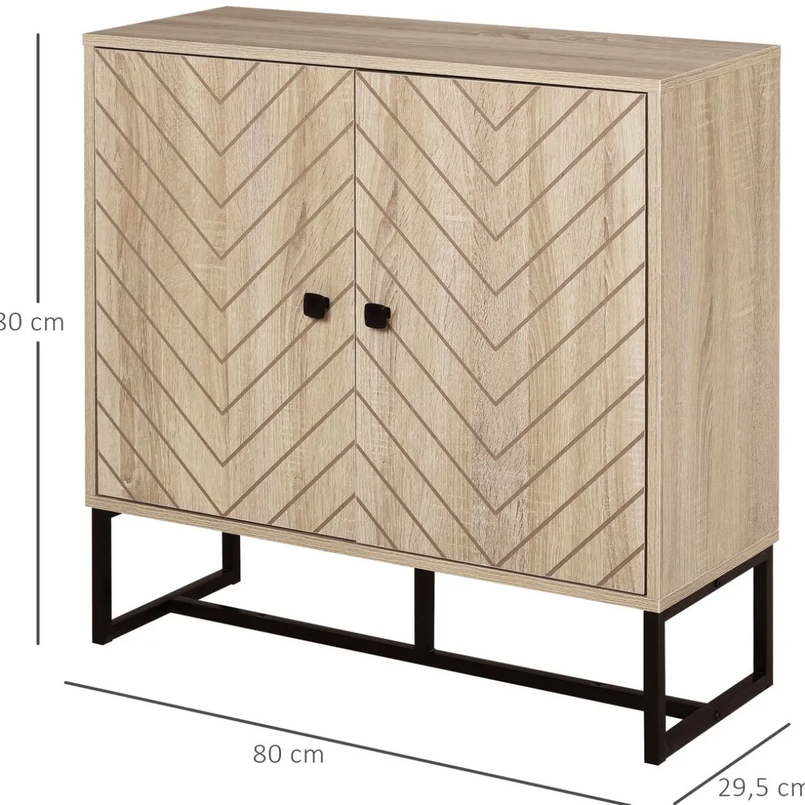 Aparador Ricote Homcom 2 puertas natural 80x80x29,5 cm