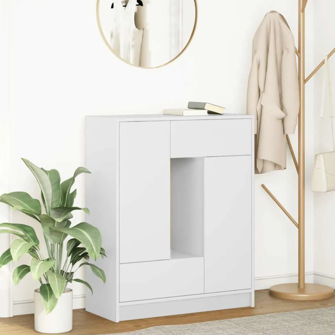 Aparador Rosal 2 puertas + 2 cajones + compartimento blanco 90x73x31 cm