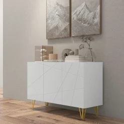 Aparador Sable Homcom 3 puertas blanco brillo 75x120x40 cm