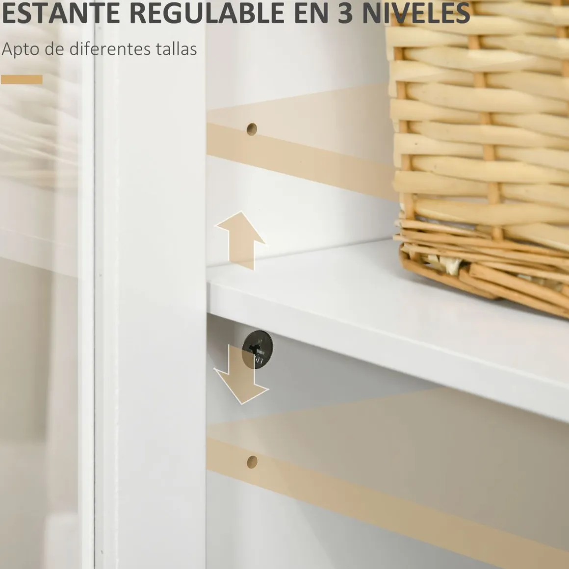 Aparador San Blas Homcom 2 puertas + 3 cajones blanco/natural 70x120x40 cm