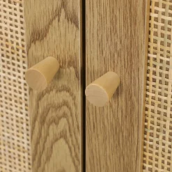 Aparador Savoy Homcom 3 puertas de ratán natural 75x120x40 cm