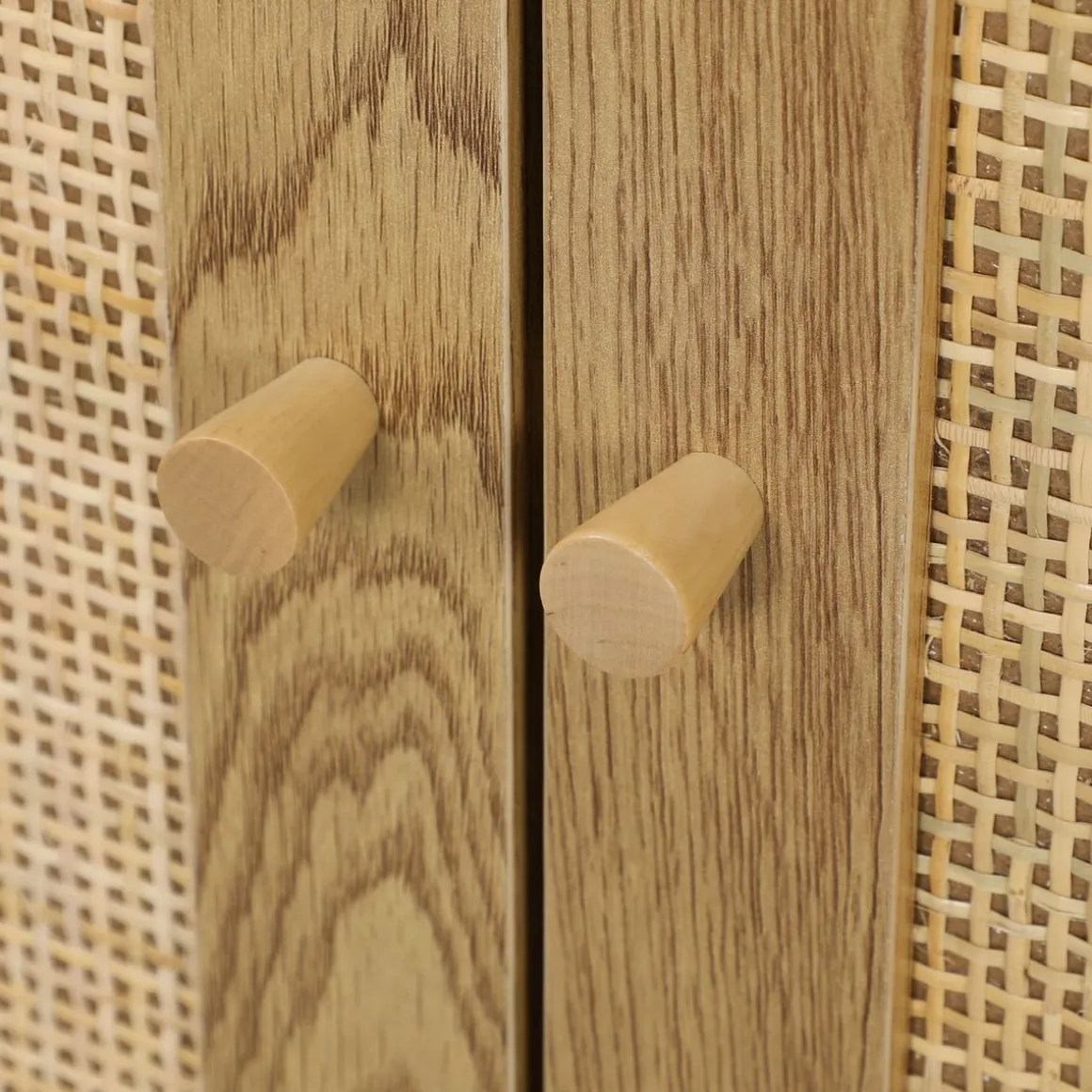 Aparador Savoy Homcom 3 puertas de ratán natural 75x120x40 cm