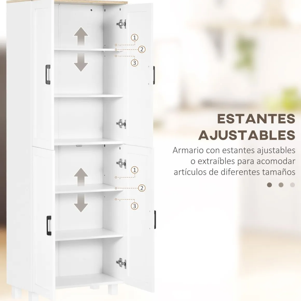 Aparador Selenita Homcom 2 armarios blanco 170,5x60x30 cm