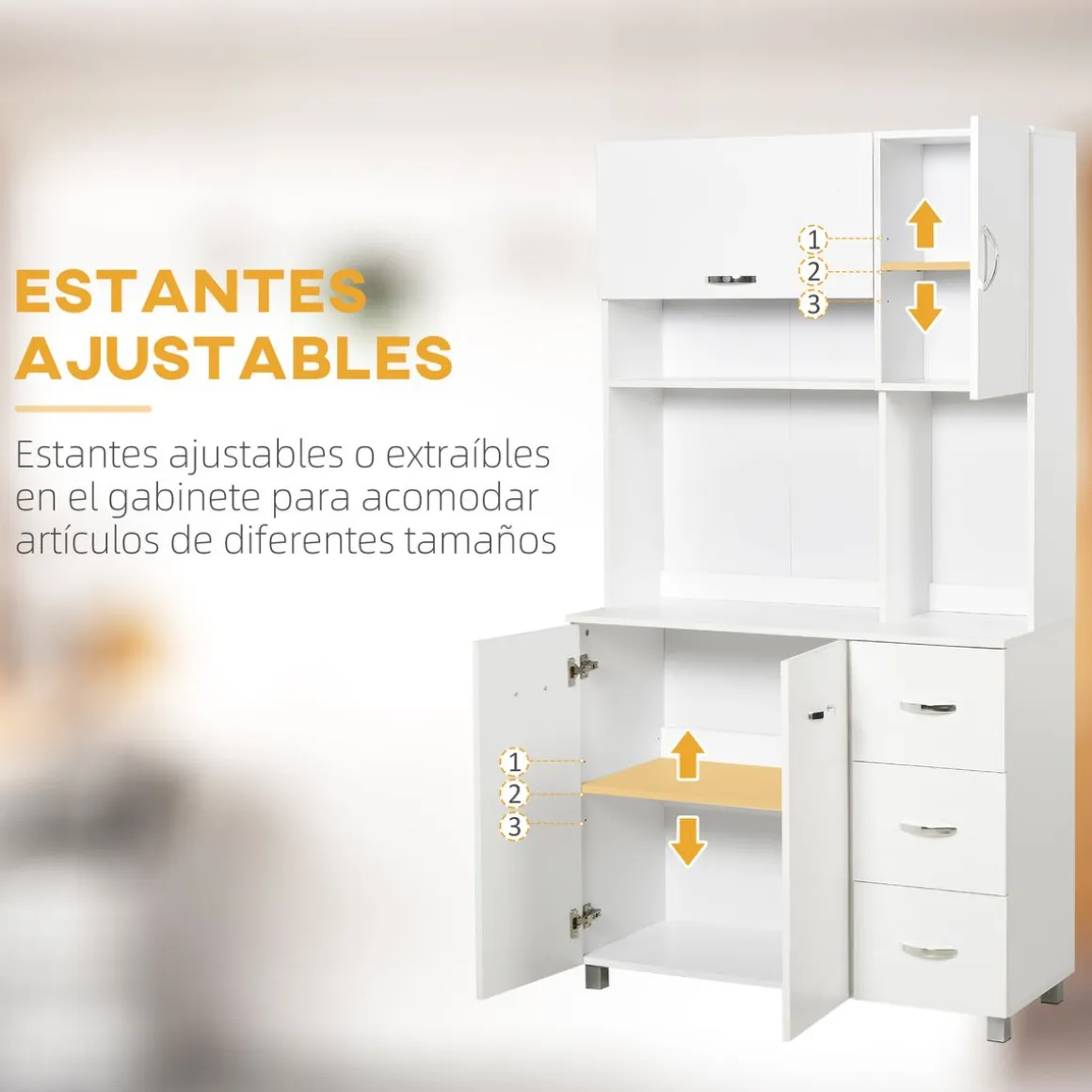 Aparador Serrano Homcom 3 cajones + 4 puertas blanco 183,5x100x39,5 cm
