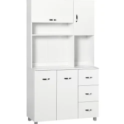 Aparador Serrano Homcom 3 cajones + 4 puertas blanco 183,5x100x39,5 cm