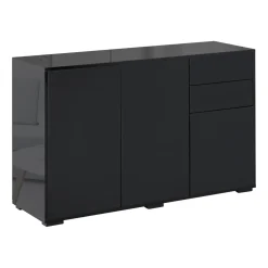 Aparador Shagrila Homcom 3 puertas + 2 cajones + estantes negro 74x117x36 cm