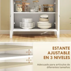 Aparador Skadi Homcom 2 puertas con cajón blanco 90x80x40 cm