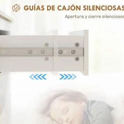 Aparador Skadi Homcom 2 puertas con cajón blanco 90x80x40 cm