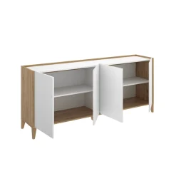 Aparador Sky 4 puertas blanco/natural 77,5x180x39,2 cm