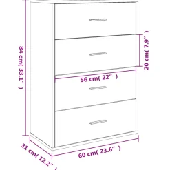 Aparador Soma 4 cajones 84x60x31 cm