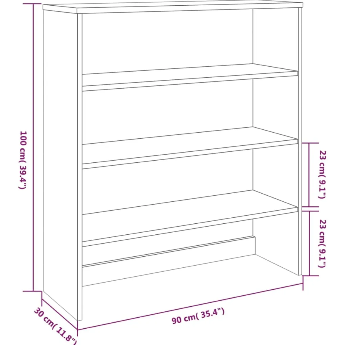 Aparador superior Hamar 3 niveles madera de pino 100x90x30 cm