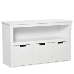 Aparador Tauro Homcom 3 cajones + estante blanco 61,5x102x33 cm