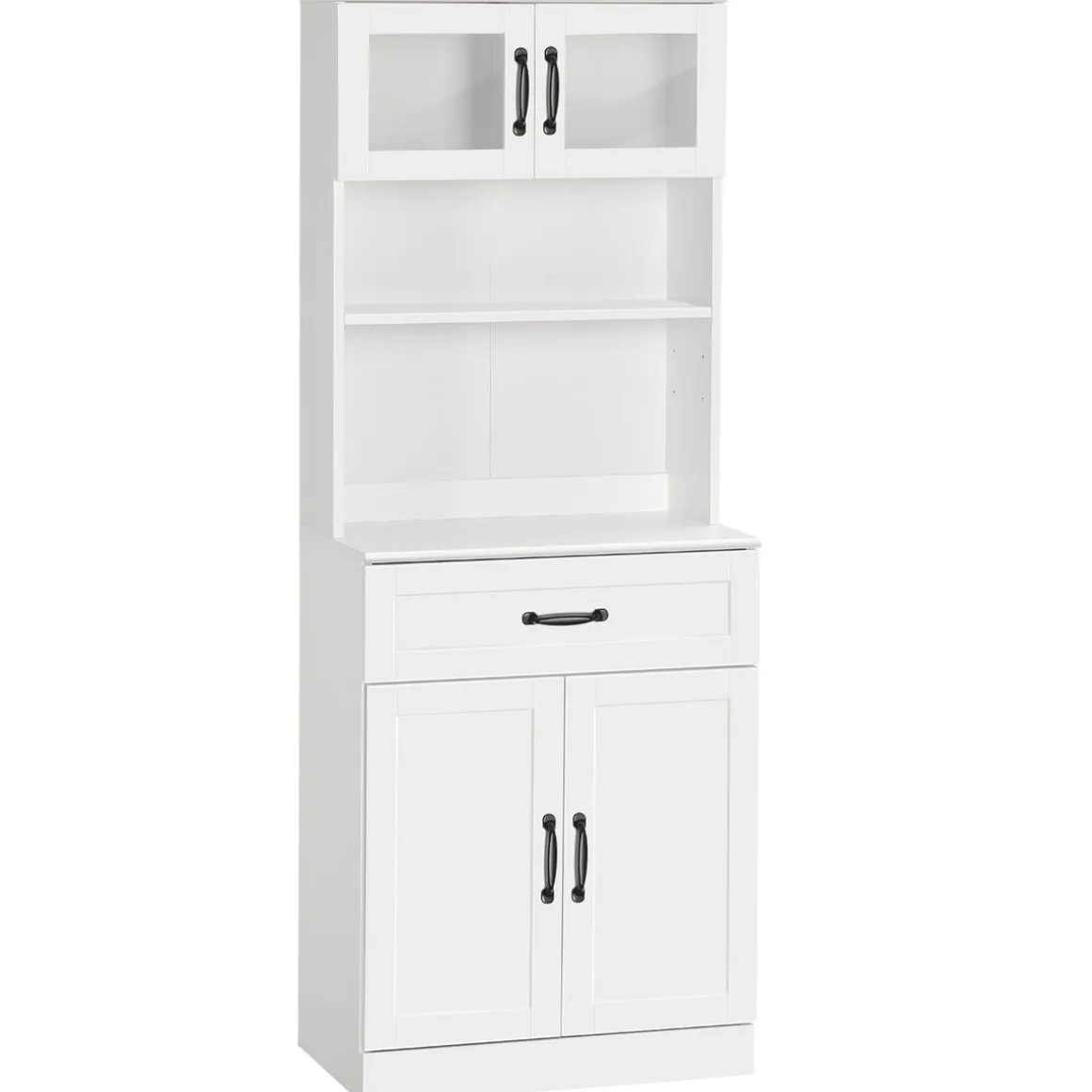 Aparador Tina Homcom 4 puertas + 2 compartimentos blanco 161x60x38 cm