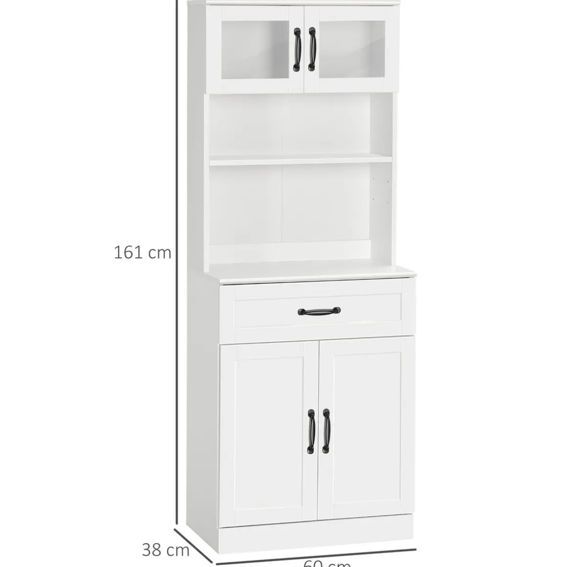 Aparador Tina Homcom 4 puertas + 2 compartimentos blanco 161x60x38 cm
